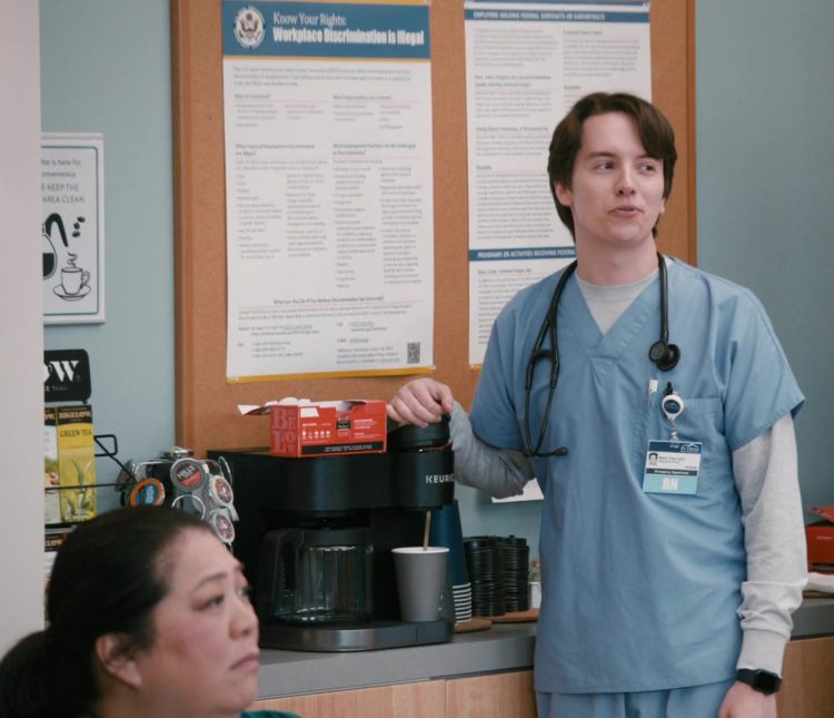 Bigelow Tea, Hills Bros. Coffee Single Cups, Keurig Coffee Maker, 3M Littmann Stethoscope, Apple Watch in St. Denis Medical S01E08