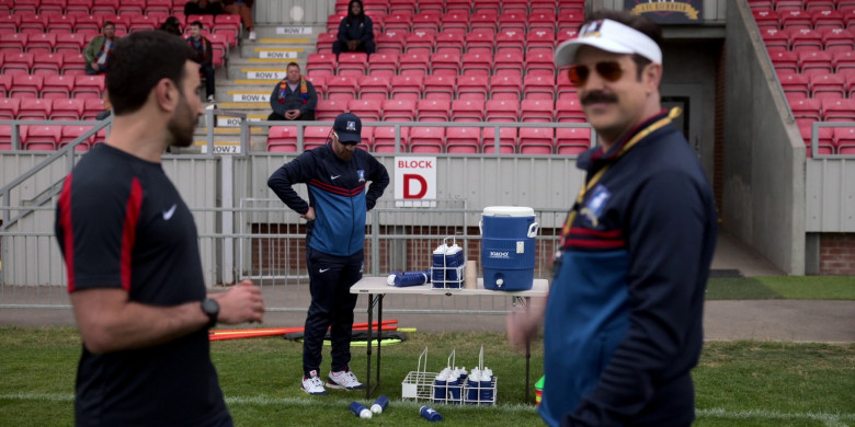 Nike Tracksuit and New Balance Sneakers of Brendan Hunt as Coach Beard and Igloo Cooler in Ted Lasso S03E07 “Boxes” (2023)