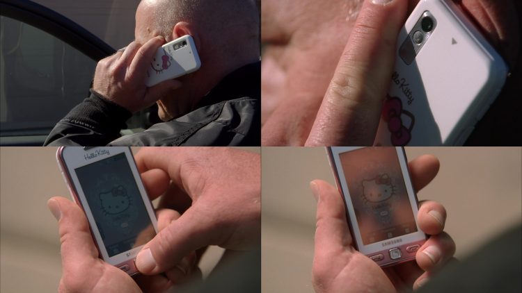 Samsung Hello Kitty Mobile Phone Used by Dean Norris (Hank Schrader) in Breaking Bad Season 5 Episode 13 